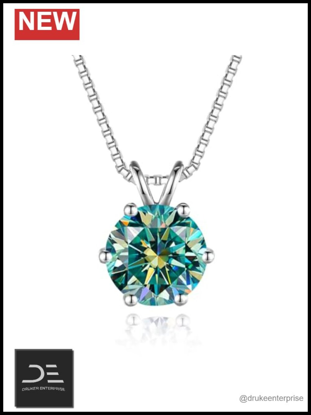 Moissanite Pendant Necklace 925 Sterling Silver 18" Chain for Women Gift